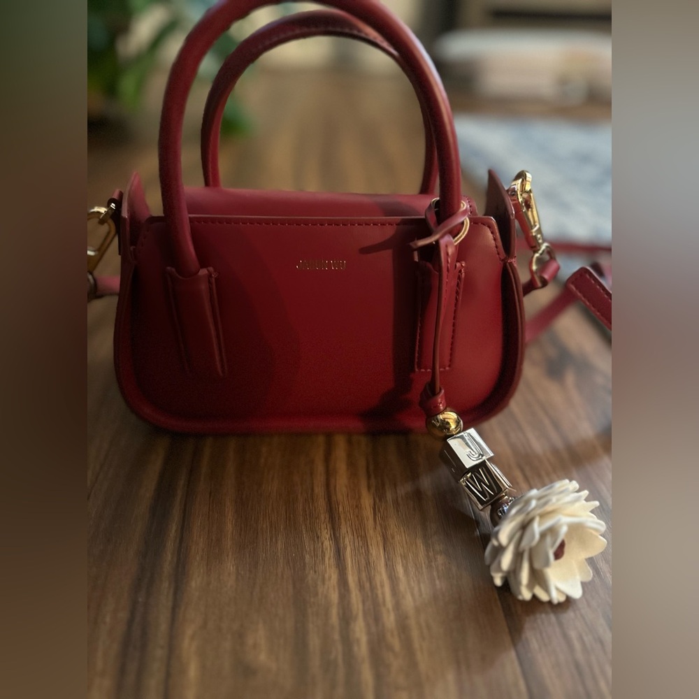 Jason Wu Small Red Women's Satchel Bag with Floral Charm